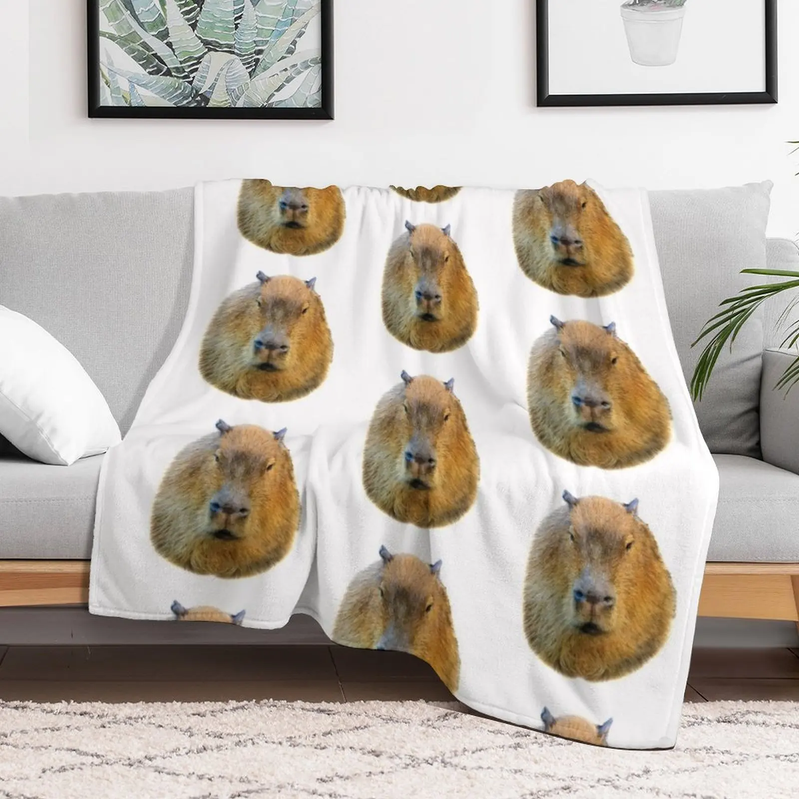 Capybara head Throw Blanket bed plaid Giant Sofa Plaid Blankets