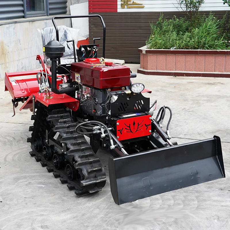Wholesale China 20hp 22hp 26hp 28hp Rubber Tracking Rotovator Rotary Tiller Mini Cultivators Universal Crawler Tractors