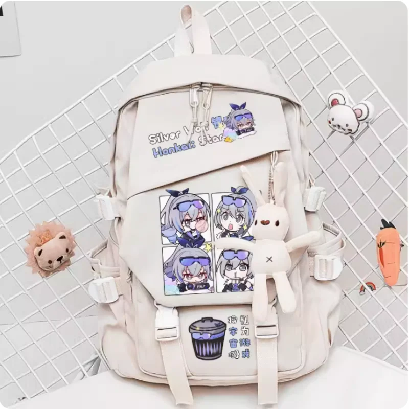 

Honkai: Star Rail Silver Wolf Anime Schoolbag Fashion Casual Belt Teenagers Student Backpack Handbag B529