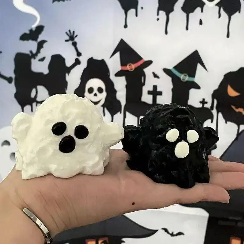 Halloween Ghost Squeezable Toy Slow Rising Soft Little Spooky Phantom Squeeze Stress Relief Fidget Toy Anti Anxiety Sensory