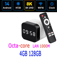 H96 MAX Android 14.0 H728 Allwinner 8-Core Octa Core Ulrta HD 8K 1000M Ethernet Wifi6 Dual Wifi BT5.3 Clock Display Smart TV Box
