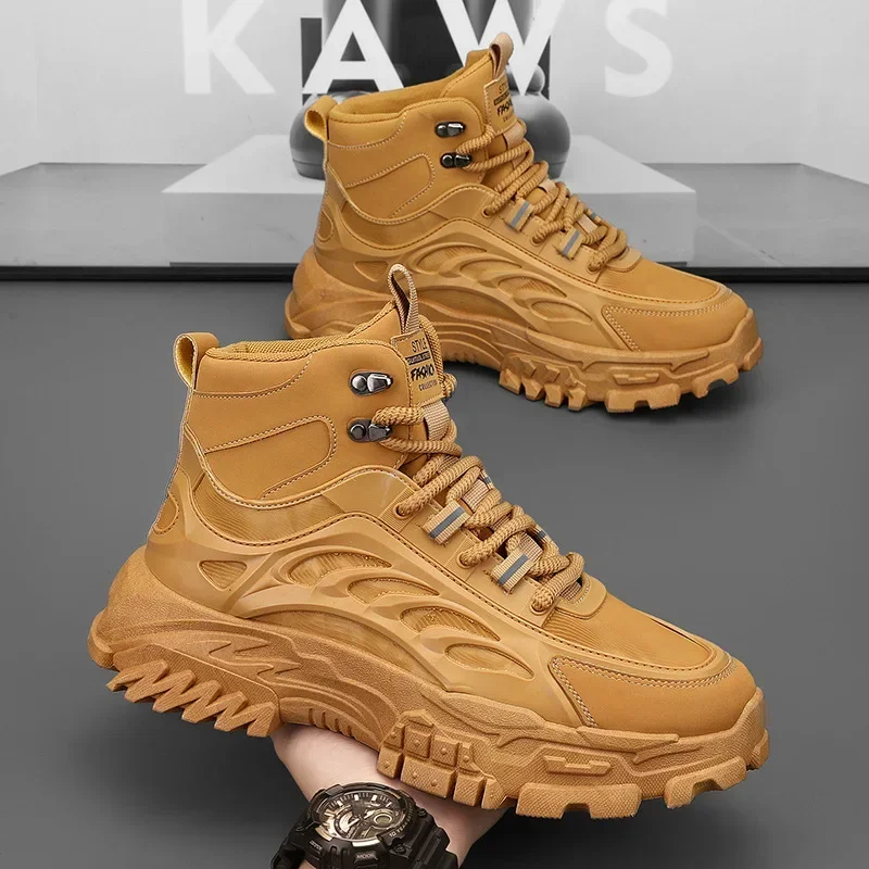 

Men Boots Winter Warm Snow Boots High Top Cotton Shoes Thick Sole Outdoor Anti Slip Lace Up Cold Proof Comfort Ankle Boots