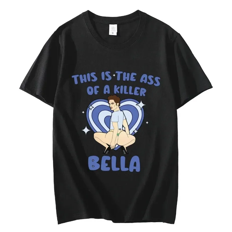 T-shirt casual estiva in cotone con immagine parodia stampata in 2D, immagine di parodia 2D, immagine di parodia, moda astratta, comoda, stile Y2K