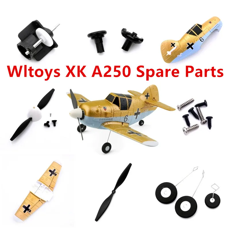 

Wltoys XK A250 RC plane Spare parts Body shell Propeller Motor Receiver Reduction gear Receiver Servo Blade clamp Landing gear