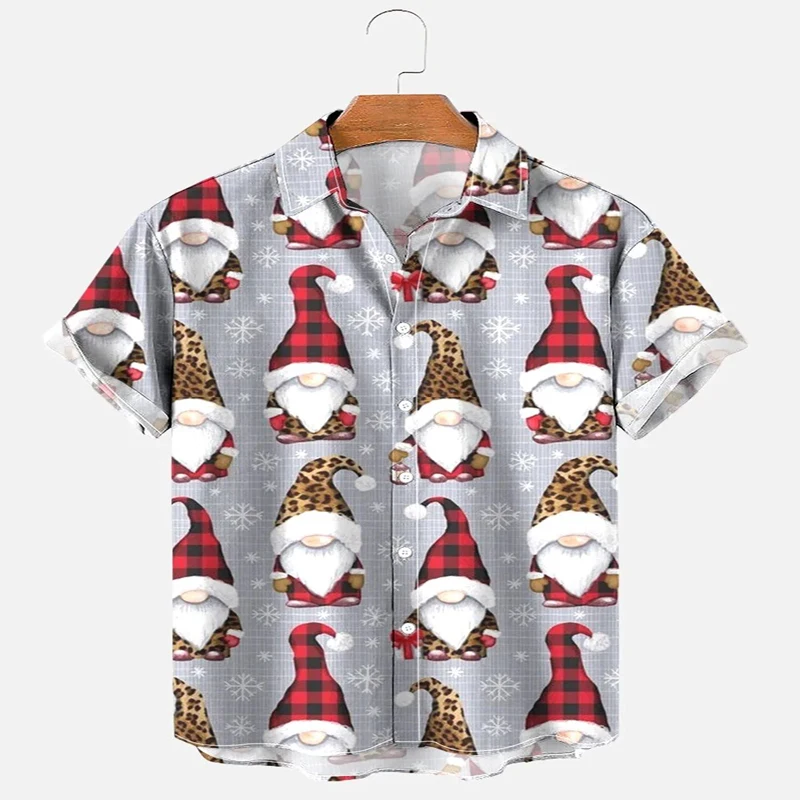 Natal papai noel impressão havaiano camisa 3d impresso havaiano camisa para homem e mulher casual unisex