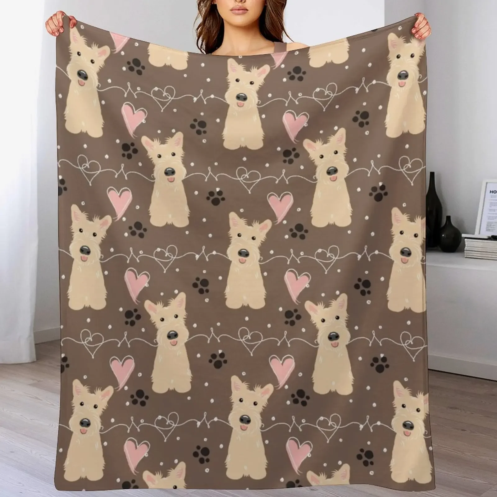 

LOVE Wheaten Scottish Terrier Throw Blanket Warm Throw Blanket Gift for Anniversary