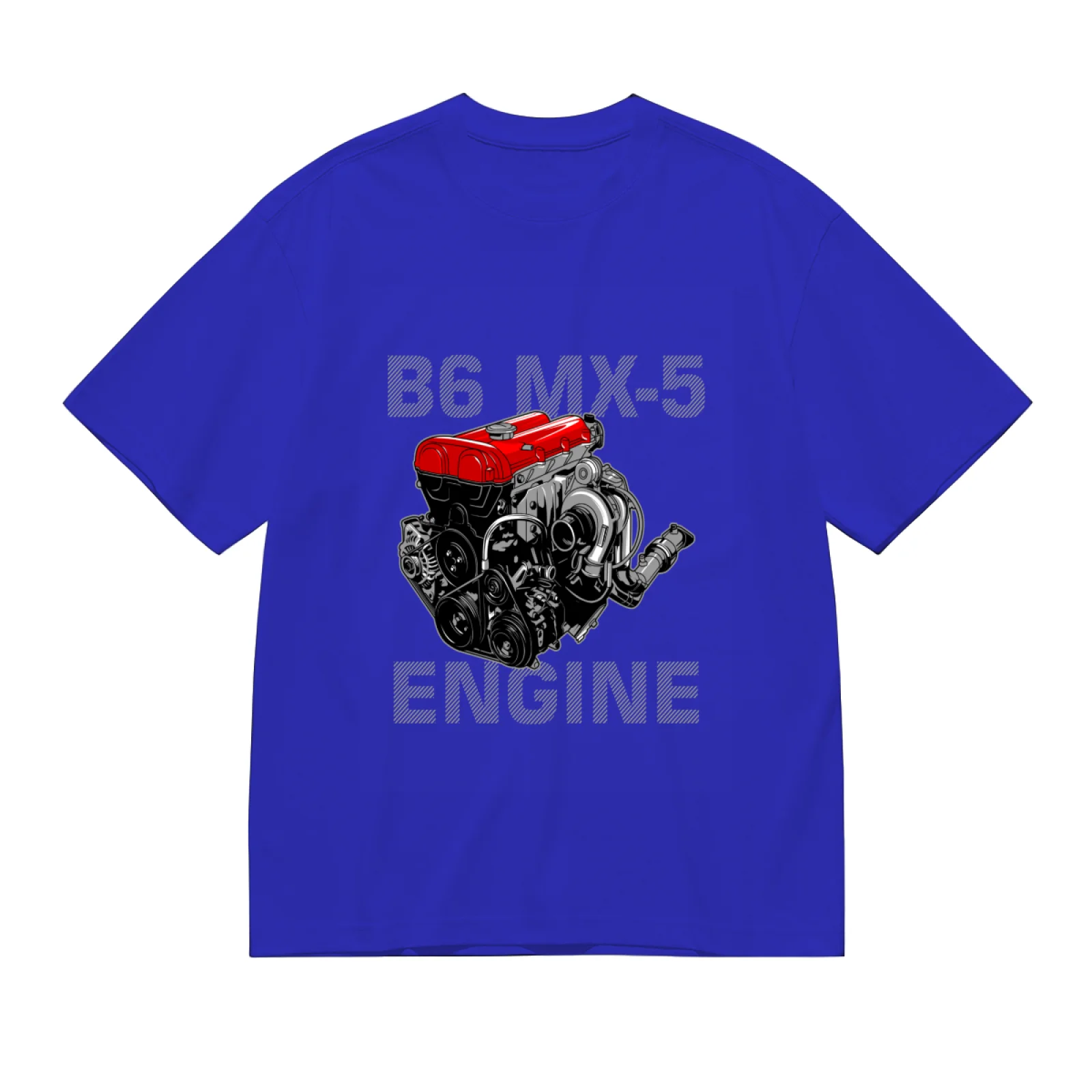 Retro JDM Car Engine Graphic Tee, B6 MX-5 Blueprint Shirt, Men's Casual Automotive Gift T-Shirt