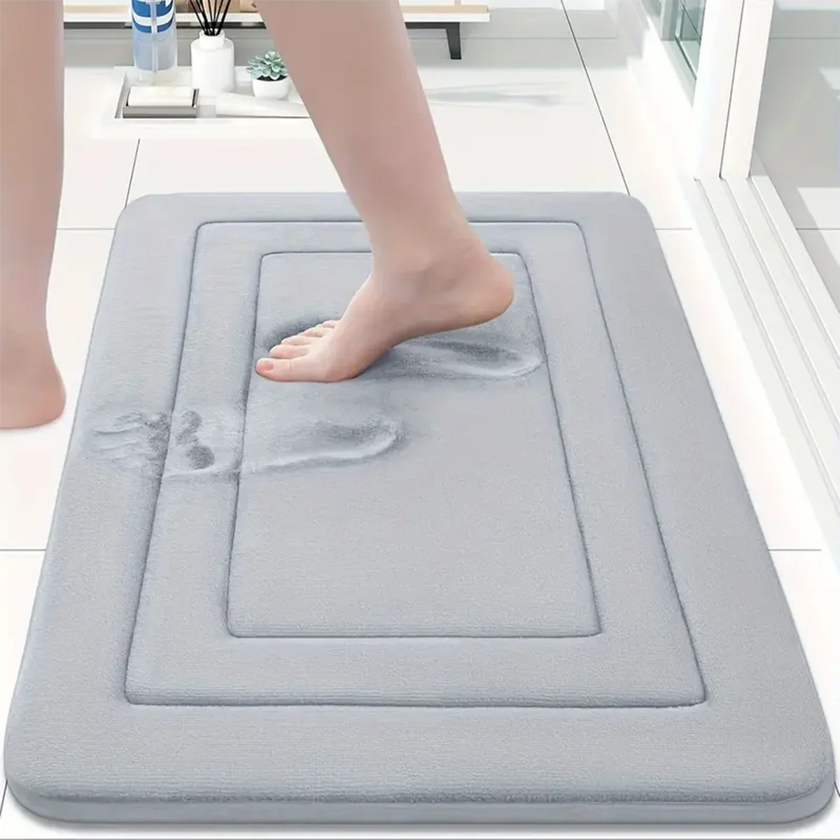 Verdickte, saugfähige Flanell-Bodenmatte, Eingangsteppich, Badezimmermatte, rutschfeste Eingangsmatte, Eingangstürmatte, Toilettenmatte