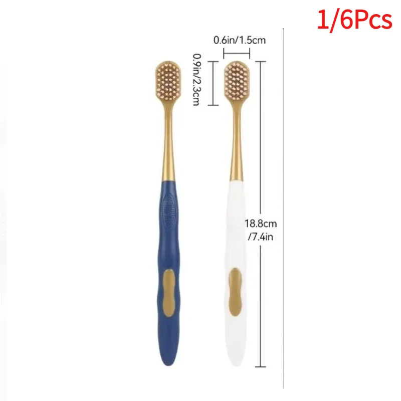1/6Pcs Caring For Gums Adult Soft Bristled Toothbrush With Excellent Cleaning Effect Whitening Teeth Portable Box Packaging.