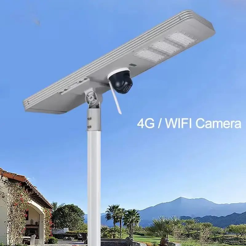 6M Solar LED Street Lamp, Outdoor Waterproof Sensor Light Built-in Monitoring Camera