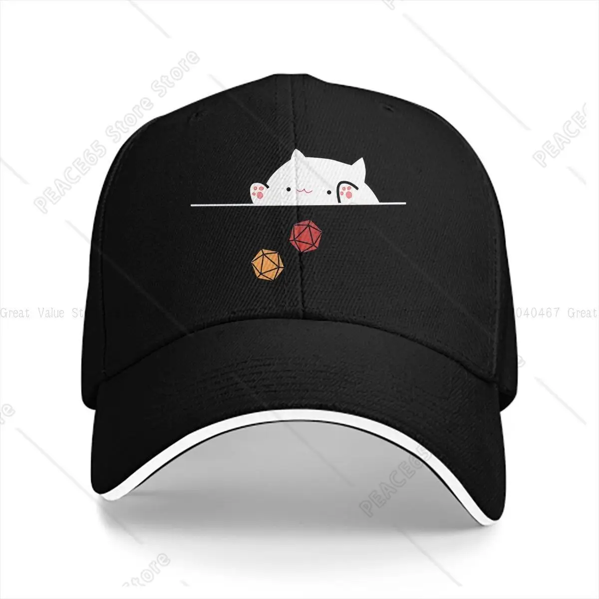 

Washed Men'S Baseball Cap Cat Rolling Trucker Snapback Caps Dad Hat Dnd Game Golf Hats