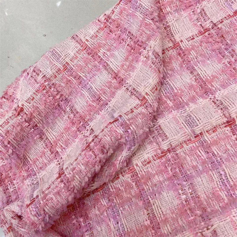 Pink Classic Style Tweed Fabric, Outer Clothing, Textile Suit Fabric, Monochromatic Fabrics for Wedding Jersey, Knit Warp, 2024