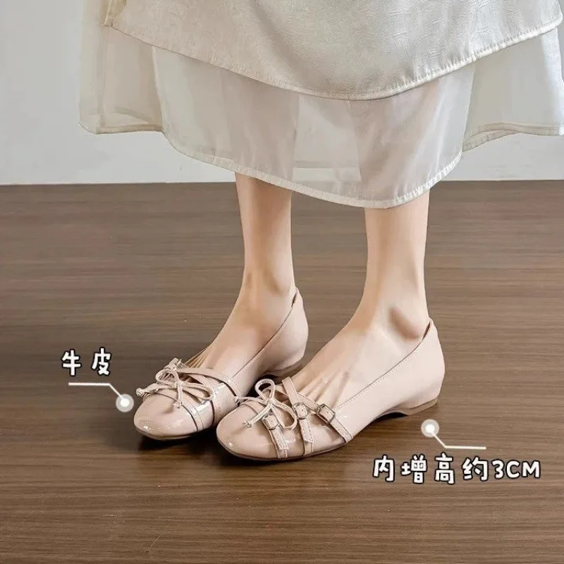 

Inside Heightened French Single Shoes for Women 2026 Spring New Soft Sole Bow Mary Jane Shoes