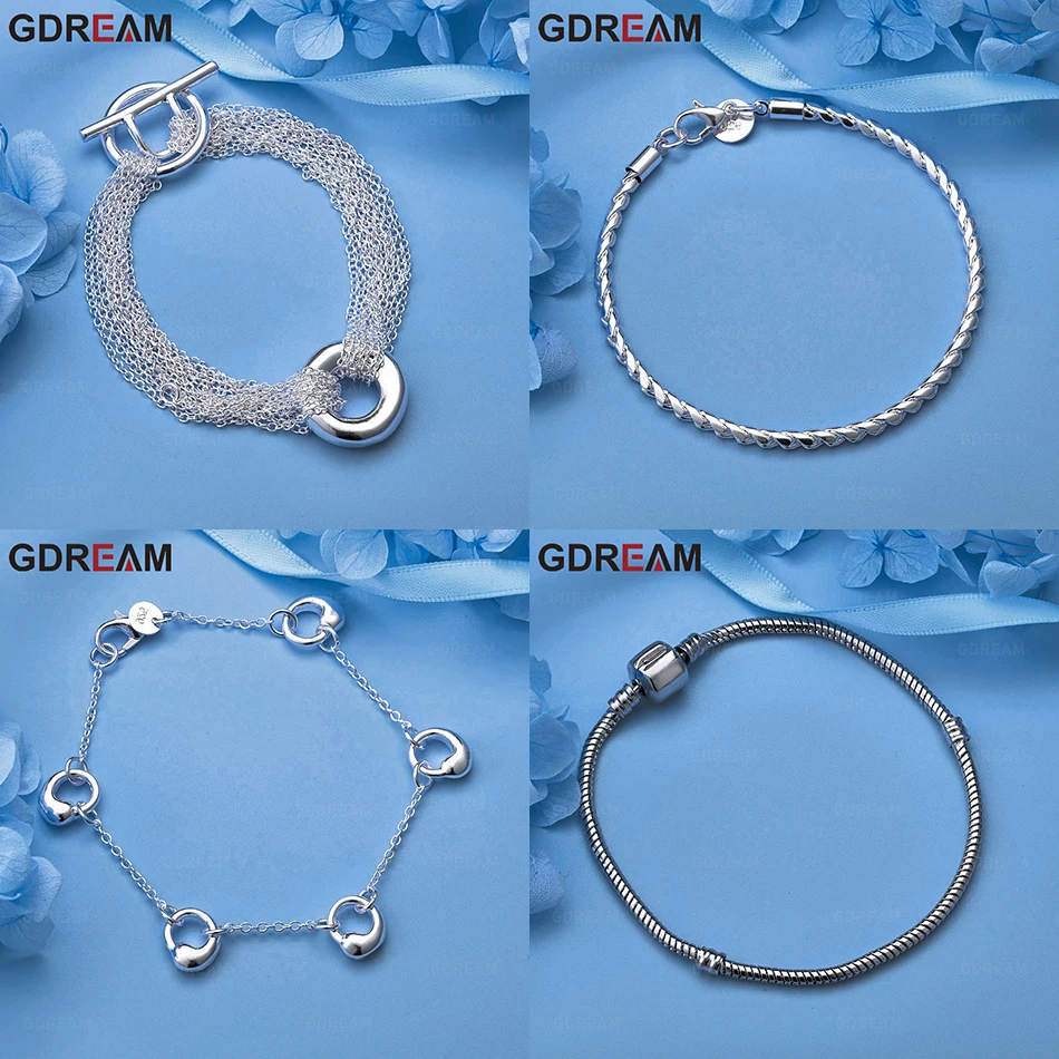 

GDREAM 925 Sterling Silver Hemp Rope Snake Chain Rat Tail Chain Bracelet Retro Fashion Holiday Gift Jewelry