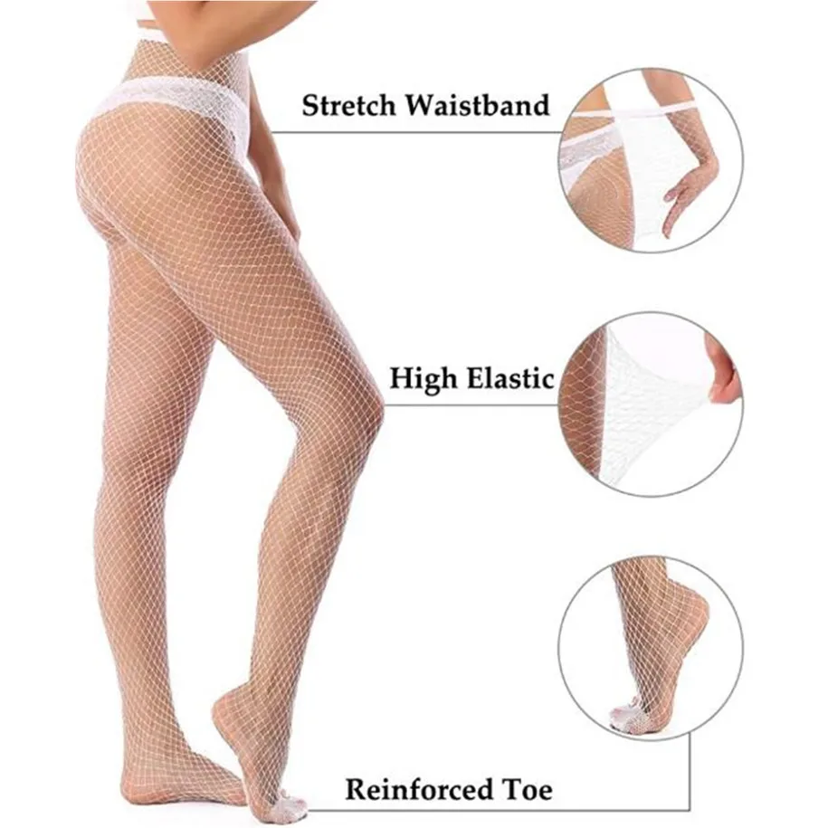 

White Fishnet Pantyhose Plus Size Women Underwear Transparent Sexy Tights Hollow Out Hosiery 1Pcs Sexy Pantyhose