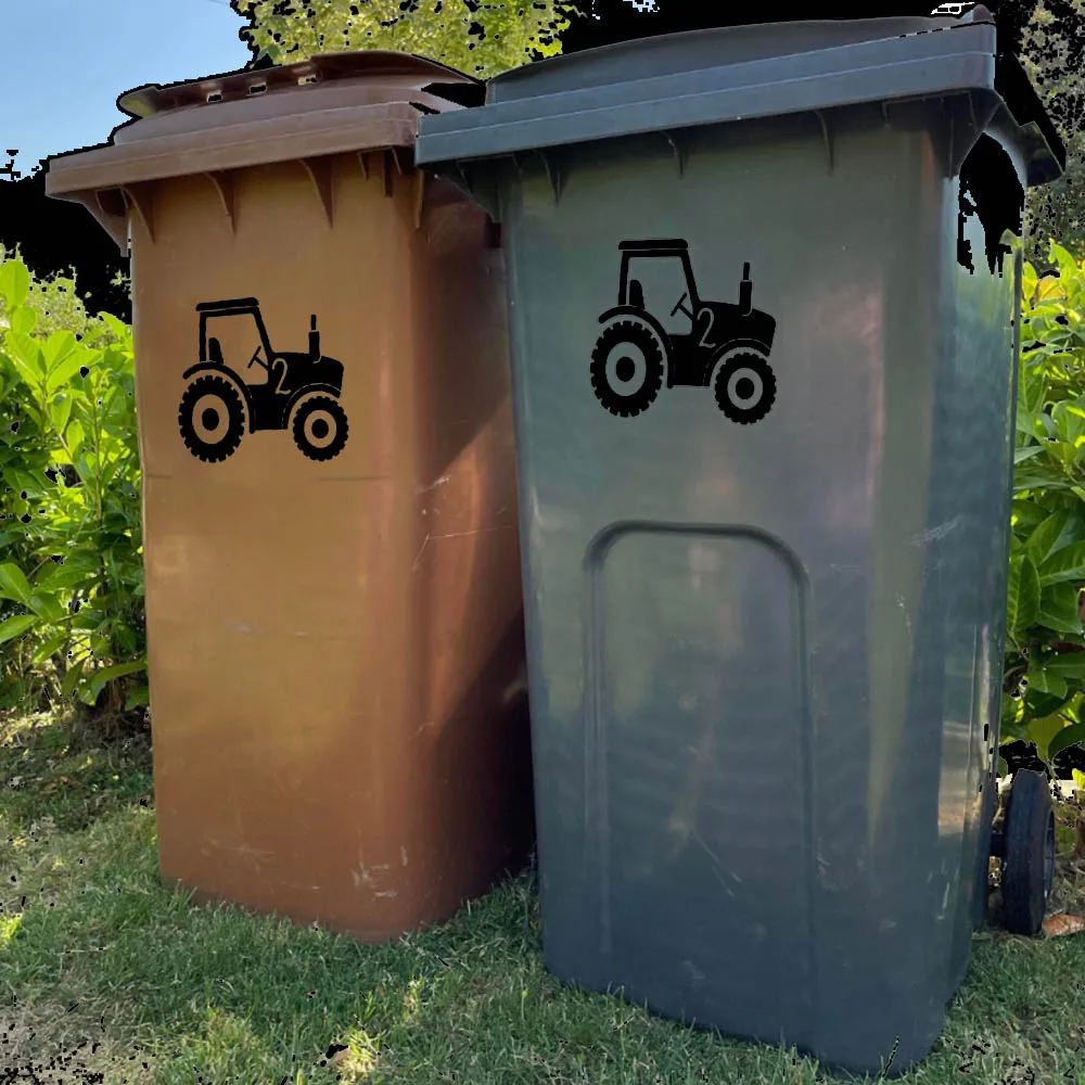 

3Pcs Cartoon Car Wheelie Bin Number Stickers Custom House Number Digging Desks Vinyl Trash Decal Container Stickers