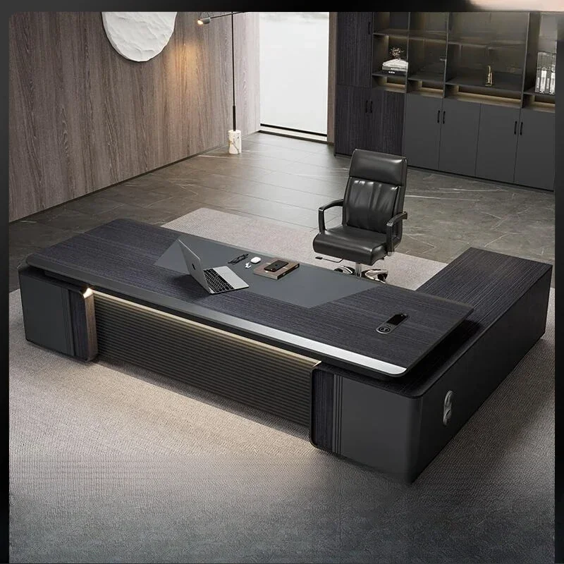 Office desk and chair combination, high-end light luxury chairperson's office desk, simple and modern leadership desk