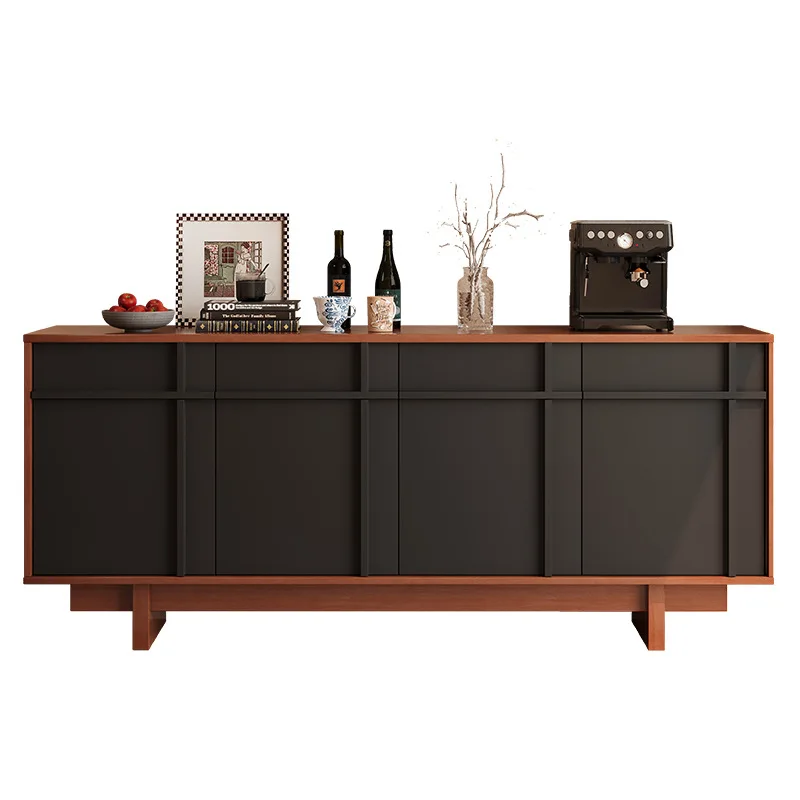 

cabinet, locker integrated against the wall, living room storage, locker, French retro solid wood tea side cabinet