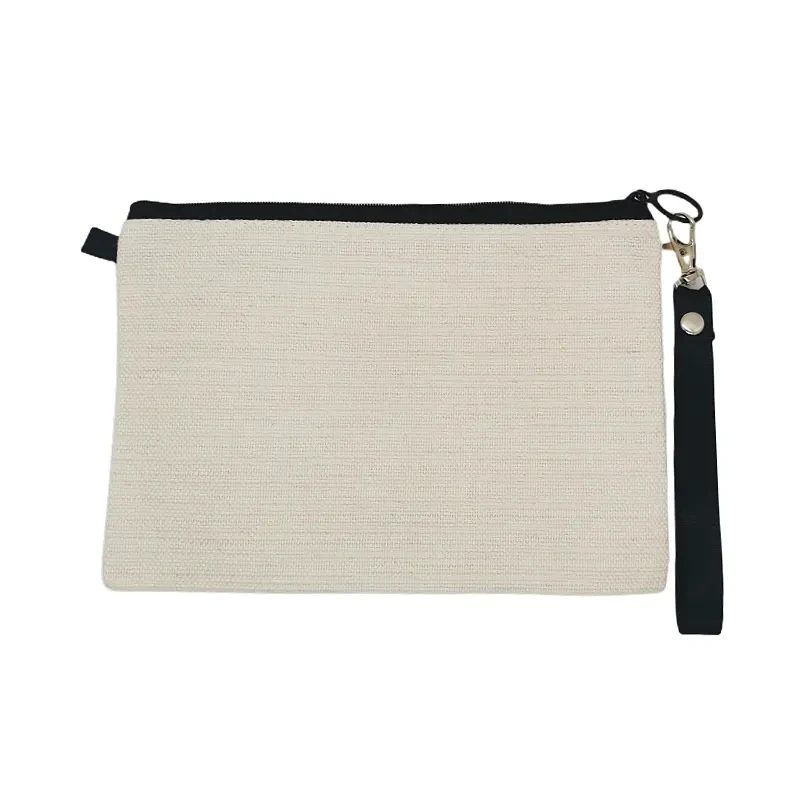 Sublimation Print Linen Makeup Bag Heat Transfer Pencil Bag Flax Coin Purse Customize Sublimation Blank Make Up Cosmetic Bag