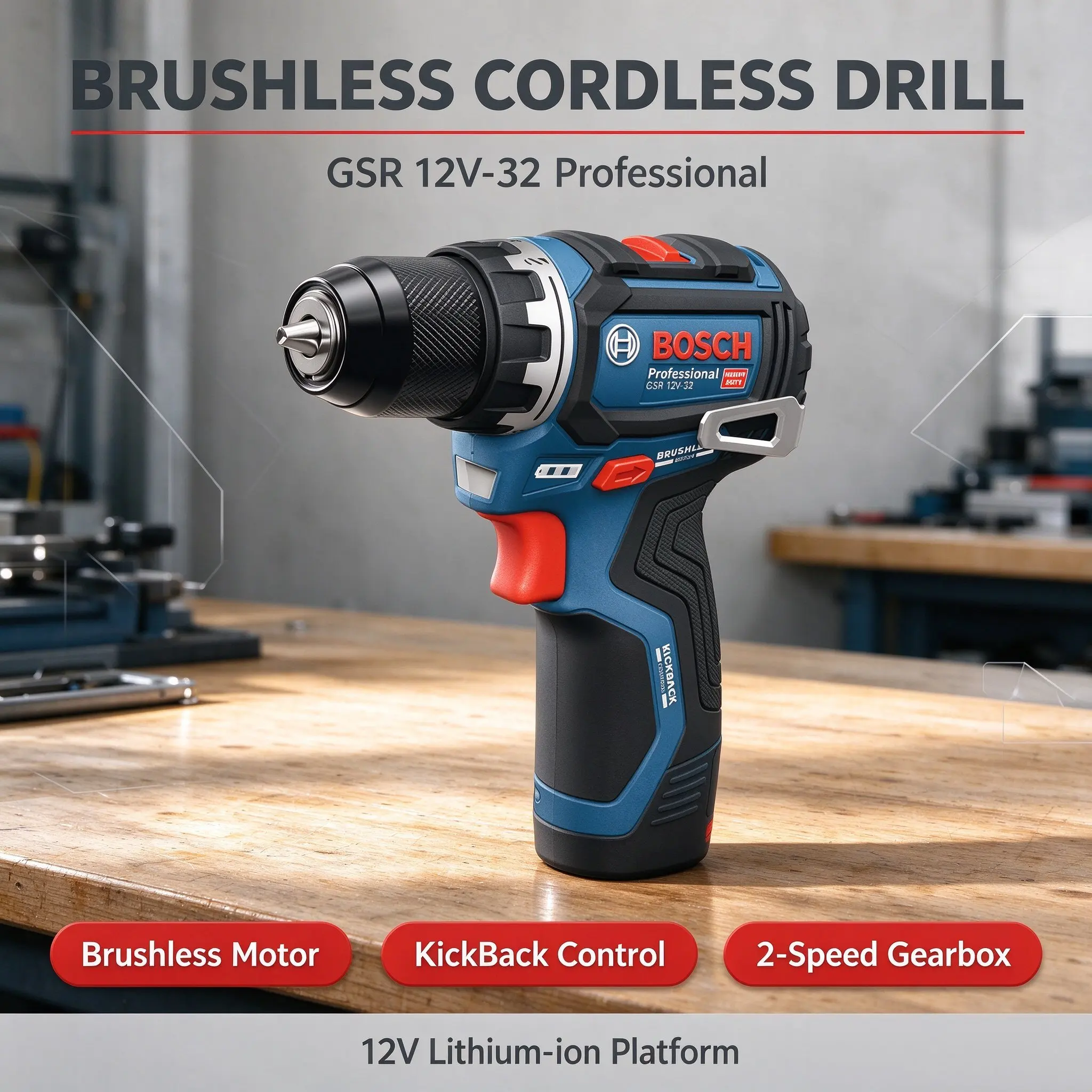 Power Tools Professional - Bosch Professional GSR 12V-32 Bürstenloser Akku-Bohrschrauber
