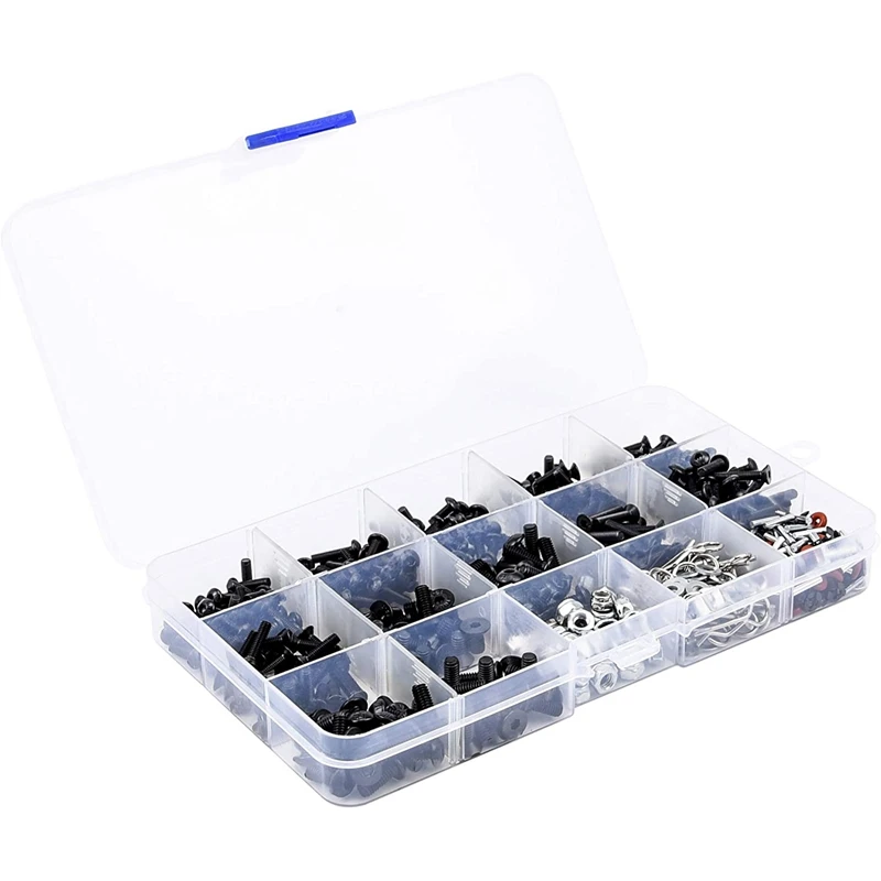 500PCS RC Car Screws Kit M3 M4 Hex Screws Nut Shell Buckle RC Repair Tool Kit For Traxxas Arrma 1/8 -1/16 Scale RC Cars