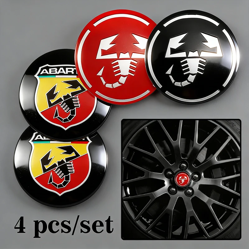4 Stück Auto-Radnabenaufkleber 56mm für FIAT Abarth 500 Tipo FR Panda Argo Freemont Viaggio Bravo Punto Doblo