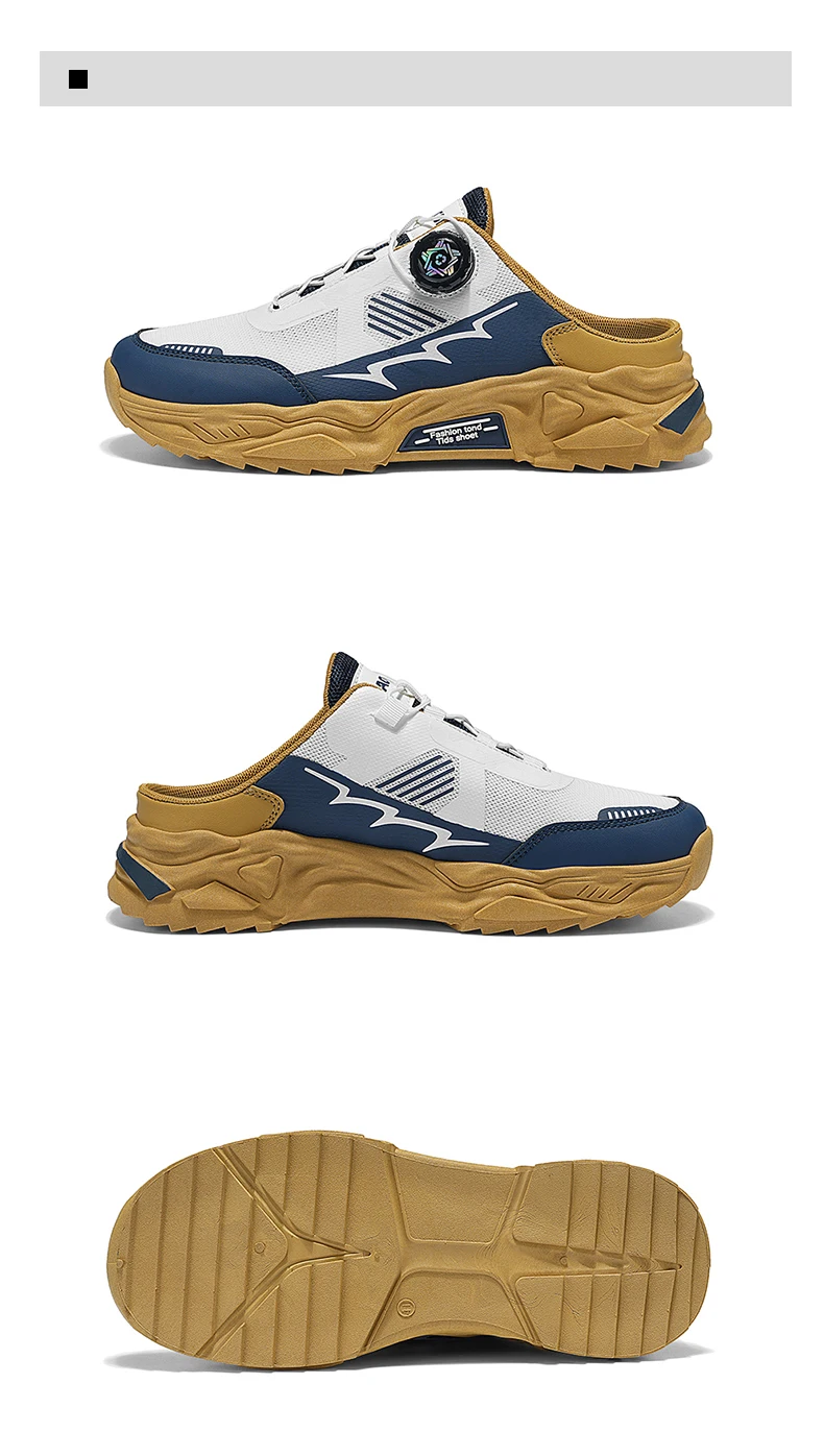 Herren Koreanische Lässige Atmungsaktive Freizeitschuhe Sommer Weichsohlige Rutschfeste Jugend-Halbslipper mit Drehbaren Schnürsenkeln Sport-Trendschuhe – Detail 21