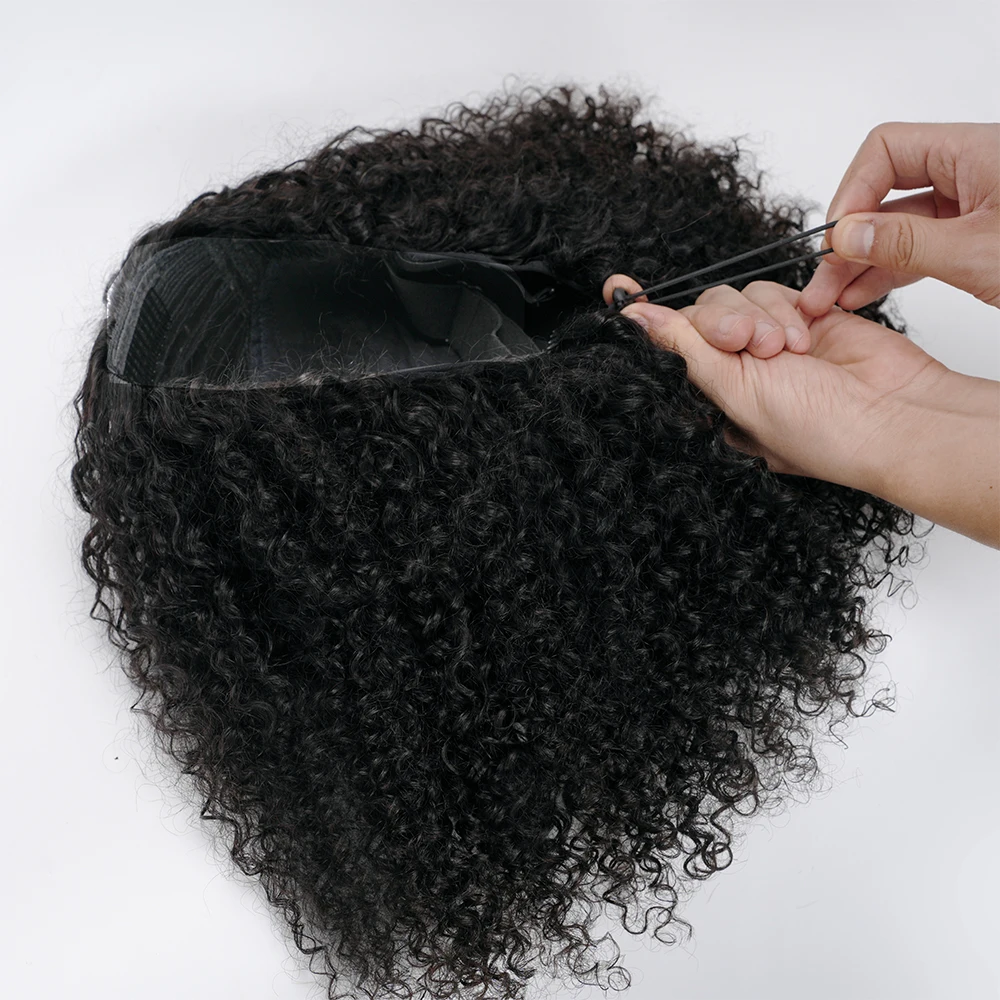 วิกผมครึ่งหัว วิกผมแท้ ความหนาแน่น 200% วิกผมลอนแบบครึ่งหัว 3 in 1 สวมใส่ได้โดยไม่ต้องใช้กาว วิกผมแบบผูกเชือก วิกผมลอนหยิกแบบพลิกกลับด้าน วิกผมแบบคาดศีรษะ