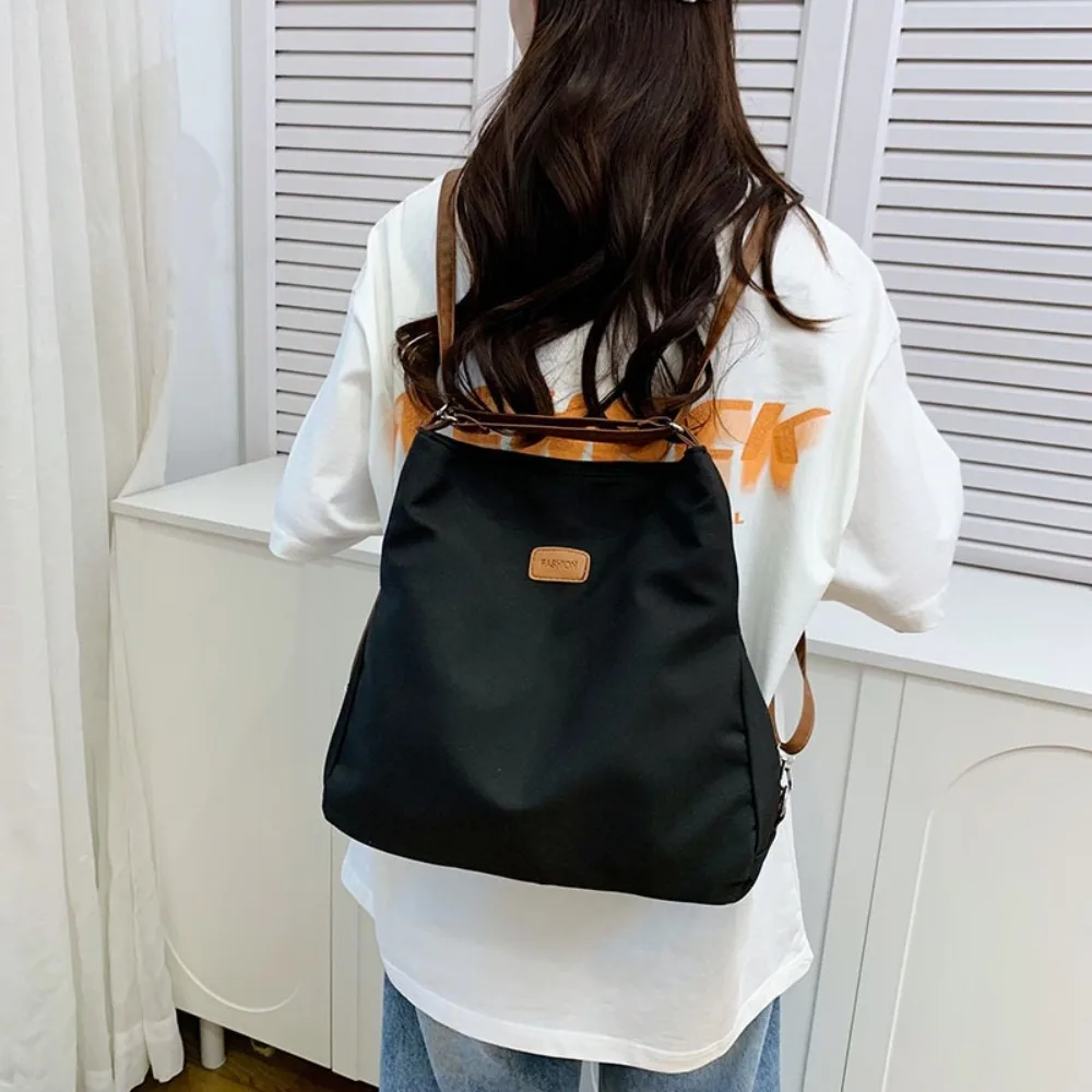 

Nylon Dual-use Shoulder Backpacks Multifunctional Large Capacity Canvas Tote Bag Solid Color Korean Style Crossbody Bag Travel