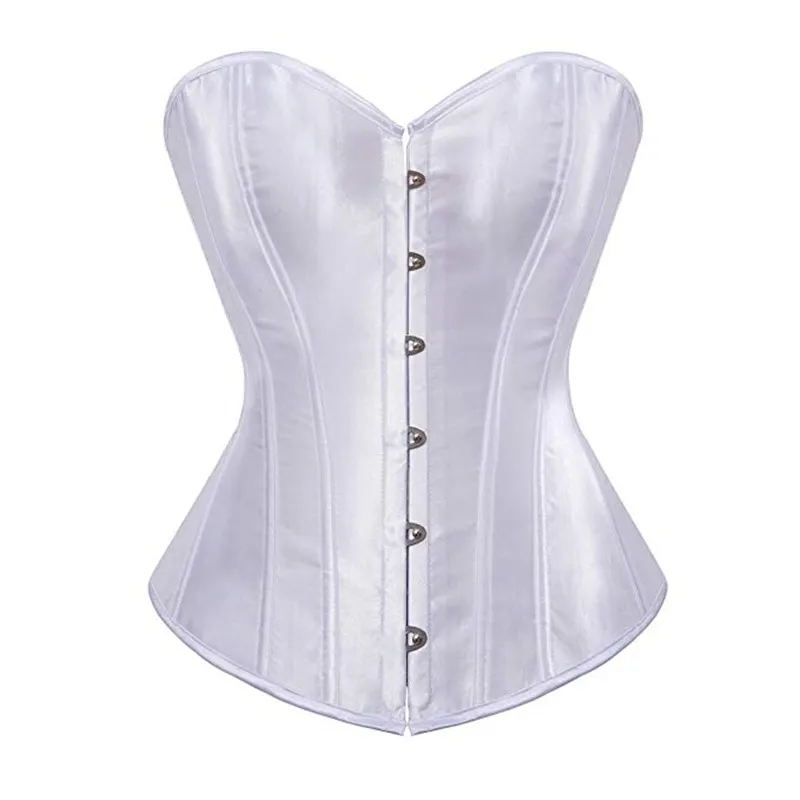 Caudatus Nieuwe Vrouwen Satijn Sexy Bustier Top Vintage Lace Up Uitgebeende Bruids Corset Bovenborst Brocade Plus Size Wit Blauw Korsett