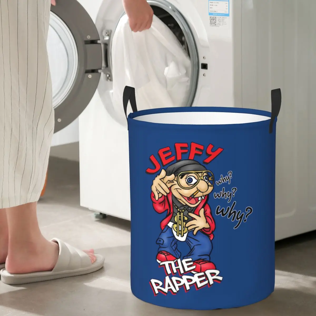

Jeffy The Rapper SML Character Foldable Laundry Baskets Dirty Clothes Sundries Storage Basket Large Waterproof Bag