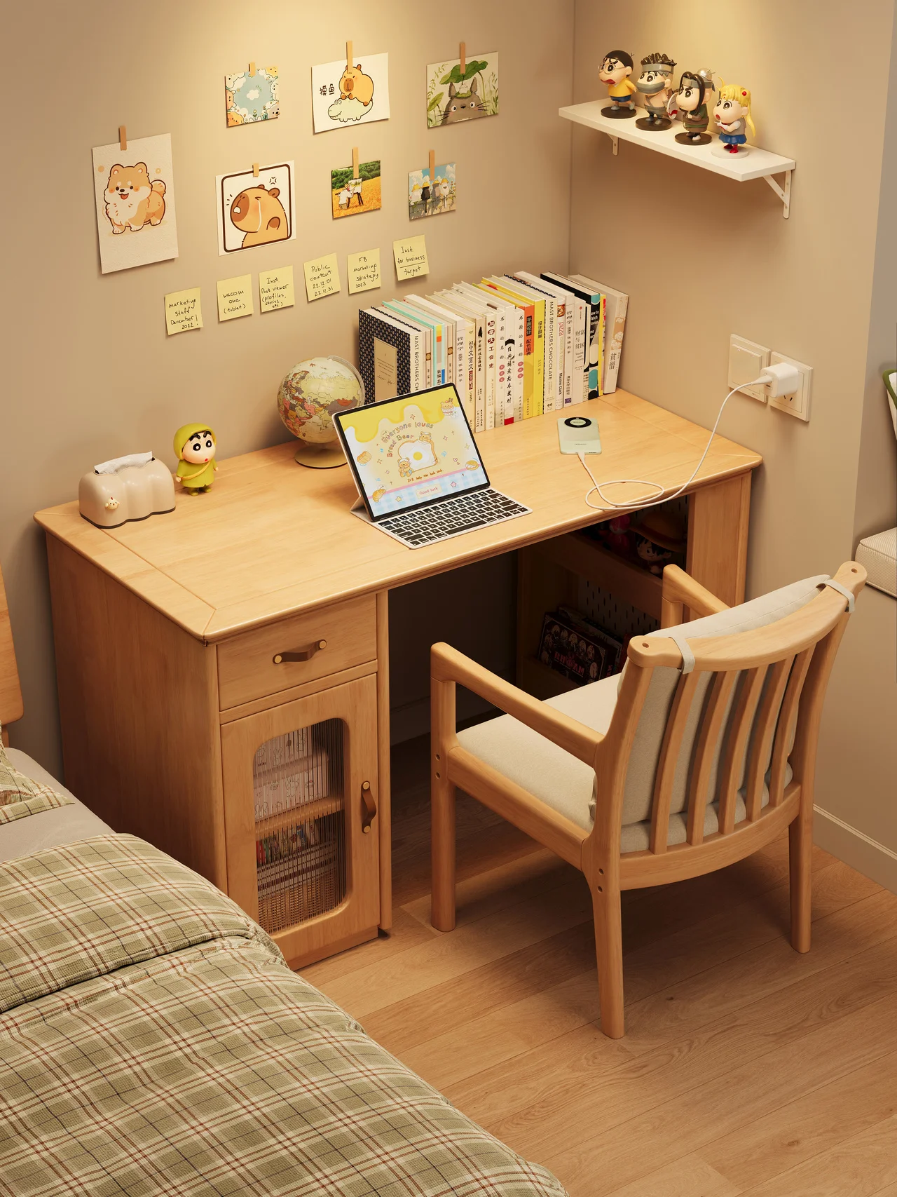 

Solid Wood Adult Student Writing Desk Simple Design Telescopic Desktop Computer Desk for Small Apartment Bedroom Home Use