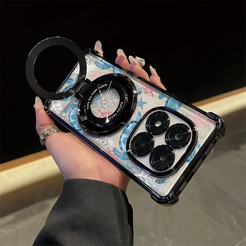 Transparent Phone Case For Xiaomi Poco X8 Pro Max M3 M4 Pro X7 X6 X5 X3 NFC M5S M7 Plus Shockproof Bracket Sea Turtle Cover - view 5