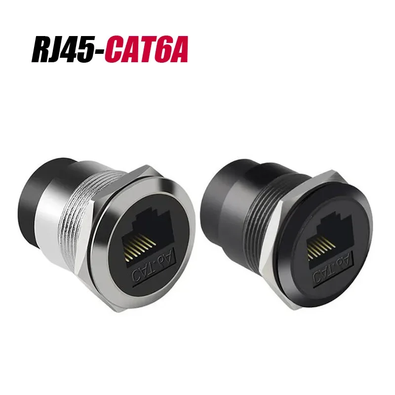 CAT6A RJ45 Network Direct Module C-type Data Signal Interface Super Six Category Metal Round rj45 Two Ends Direct Socket Panel