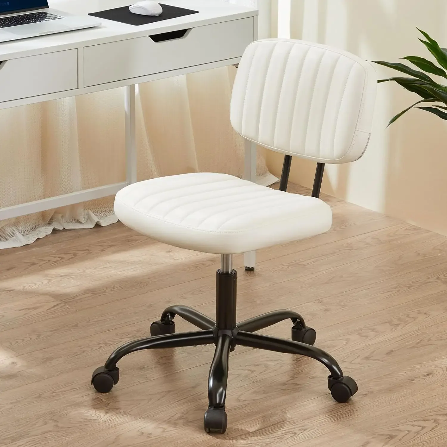 

Small OfficeChair Desk withComfy Computer Chair with Lumbar Support,Low Back Adjustable Height 360° Rolling Swivel Task