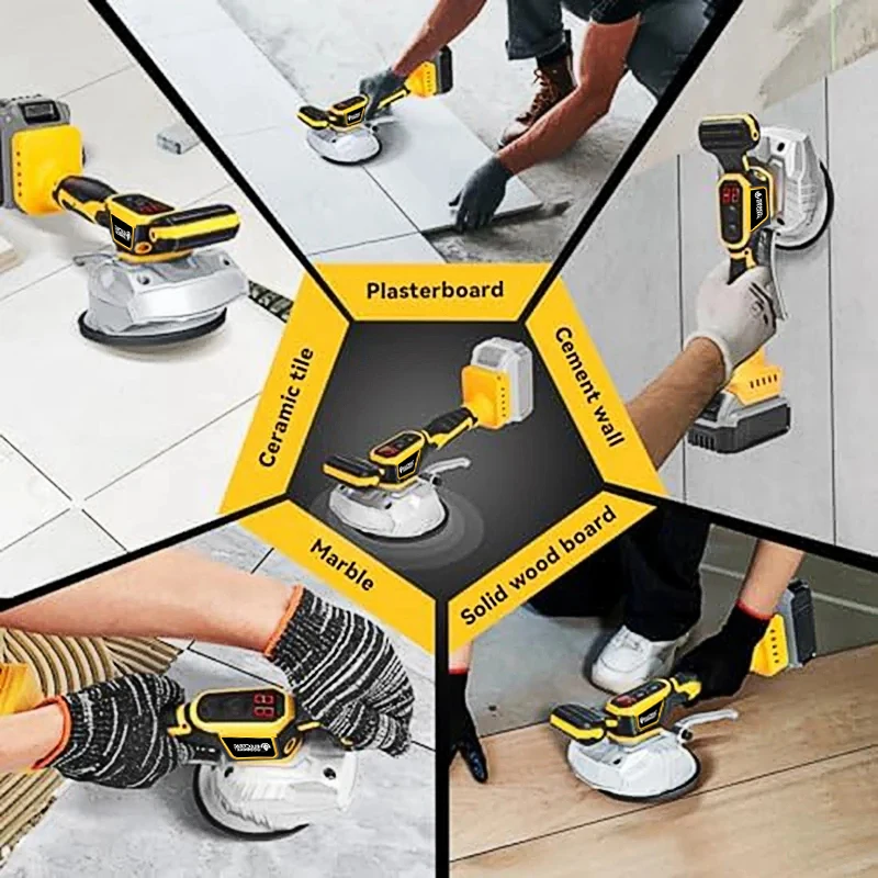 Electric Tiles Laying Machine Tiles Laying Vibrating Tool Flooring Vibrator Tile Paving Device Compatible for Dewalt 20V Battery