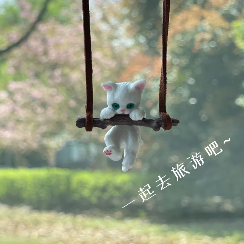 Cute Branch Cat Car Pendant Ornaments Hanging Auto Interior Rear View Mirror Decoration Dangle Trim Accessory Car Accessories