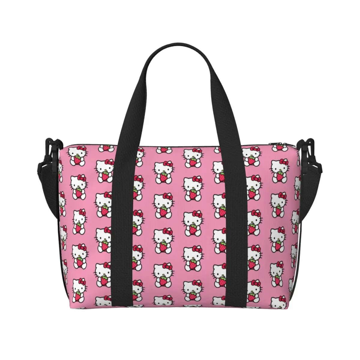 Custom Sanrio Hello Kitty Beach Tote Bag Women Cartoon Big Compartment Beach Gym Travel Bags