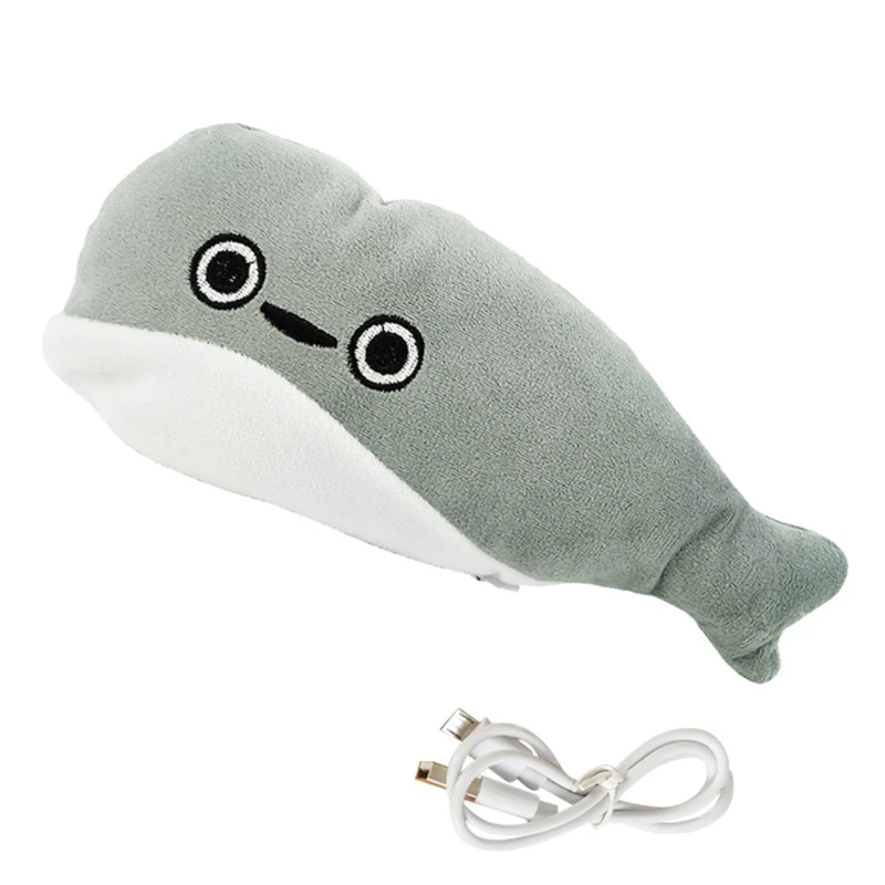 Cat Interactive Sacabambaspis ของเล่น USB Soft Flocking Fish ลูกแมวการฝึกอบรมของเล่น E65D