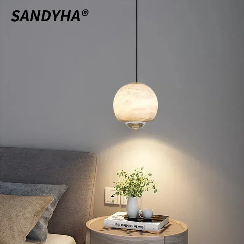 TechHPSANDYHA Modern Marble Chandelier Stylish LED Pendant Light For Bedroom Dining Room Kitchen