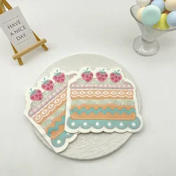 20pcs Shaped Paper Napkin Cake Cutting Edge Pink Colourful Printed Napkin Children Party Restaurant Decoration Paper Placemat