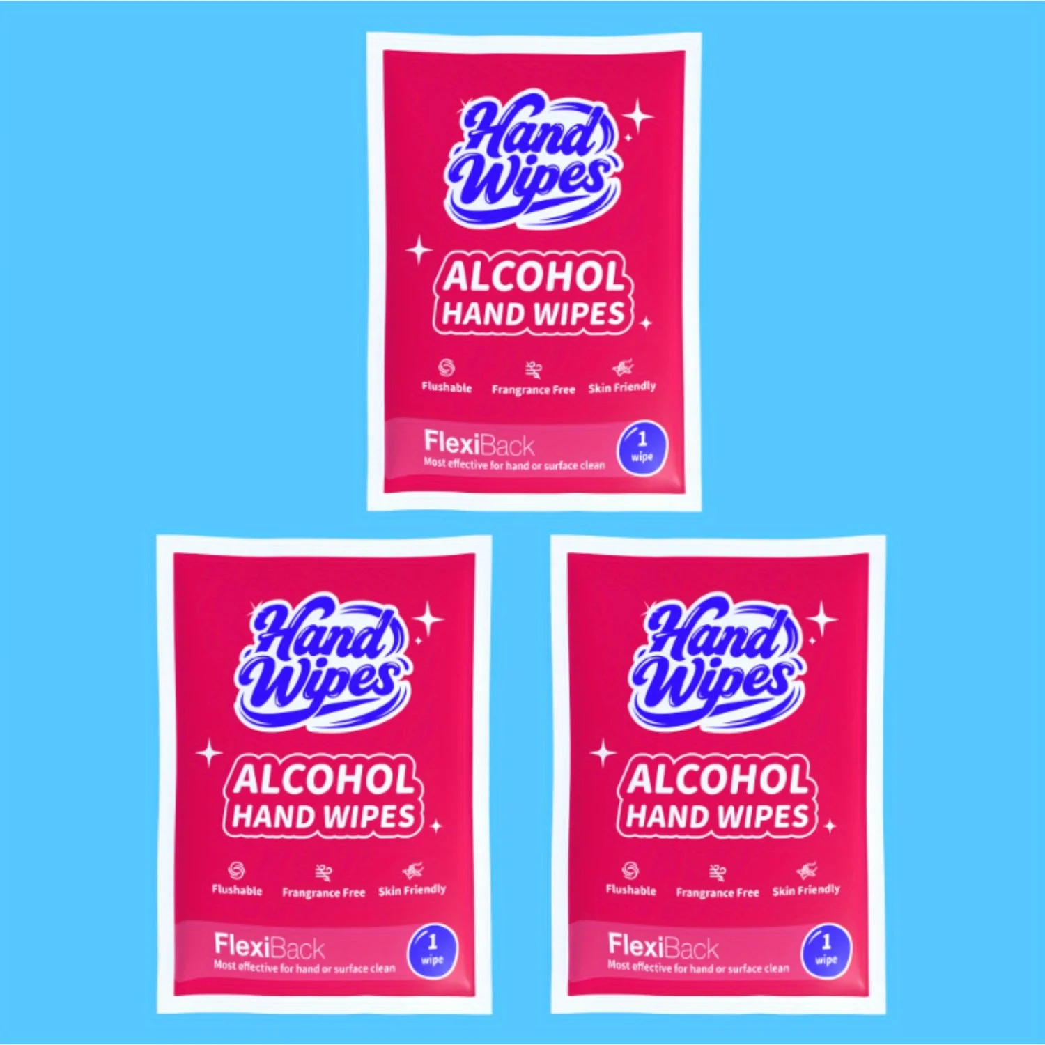 1 Opakowanie (30 chusteczek) - Wytrzymałe chusteczki alkoholowe do rąk, odprowadzalne, szybkodziałające, zabijające mikroba, pakowane pojedynczo, bardzo duże chusteczki nawilżane