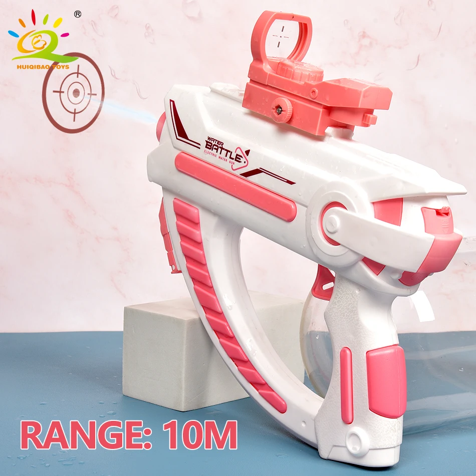 HUIQIBAO-مسدس تخزين مياه أوتوماتيكي كهربائي للأطفال ، محمول ، صيفي ، شاطئ ، قتال خارجي ، ألعاب خيالية للأولاد ، لعبة أطفال