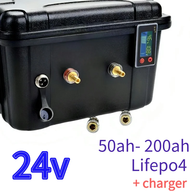 

DS Waterproof Lifepo4 24V 50Ah 80Ah 100Ah 120Ah 150Ah 200Ah Lithium Battery With Bms For Trolling Motor Propeller +10A Char