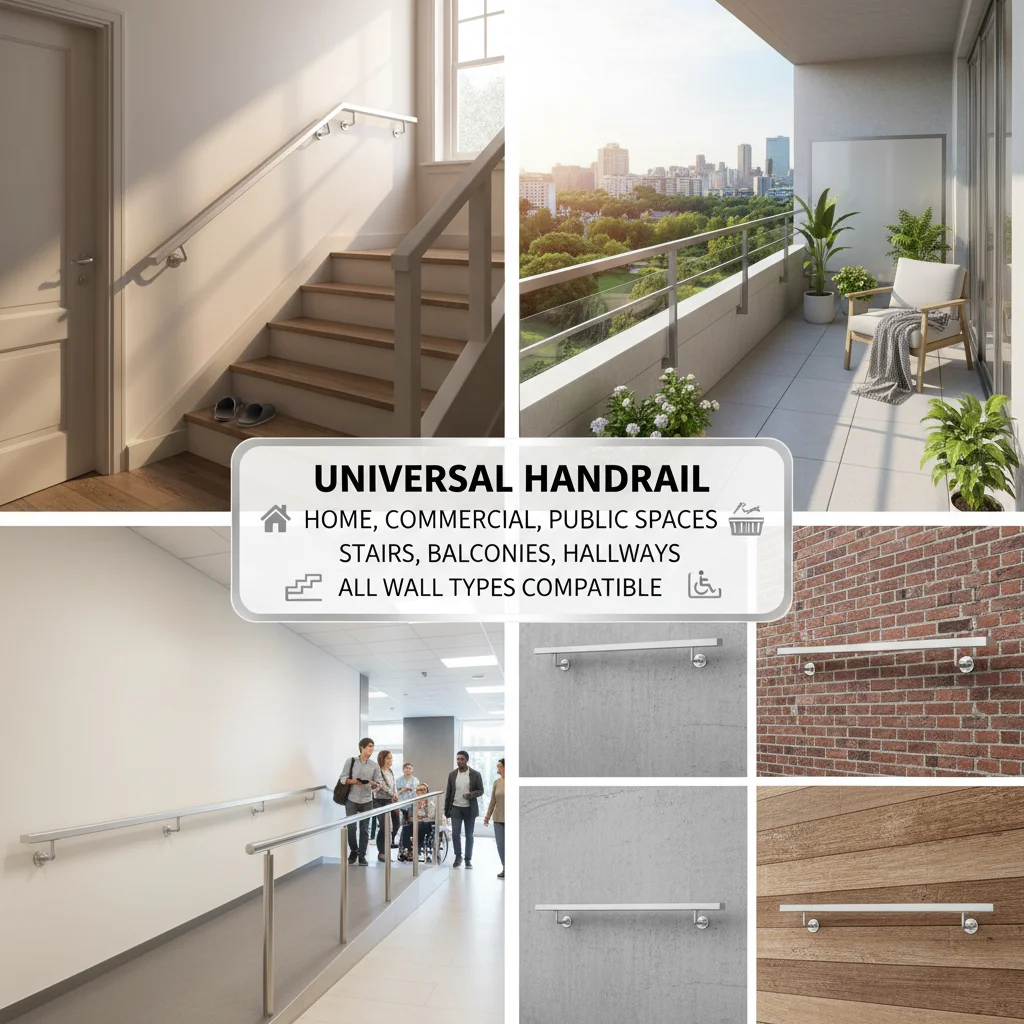 

Поручень для лестницы из нержавеющей стали, 10 футов, настенный, прямоугольный, грузоподъемность 200 фунтов, для внутреннего и наружного использования, серебристый