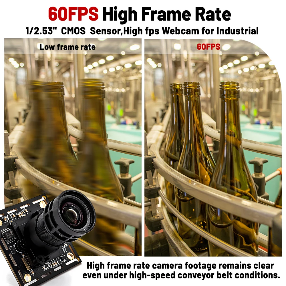 Global Shutter 5MP 50FPS USB Camera Module 1/2.5 Inch M16 Lens High Speed Distortionless Industrial HD Camera for Motion Capture