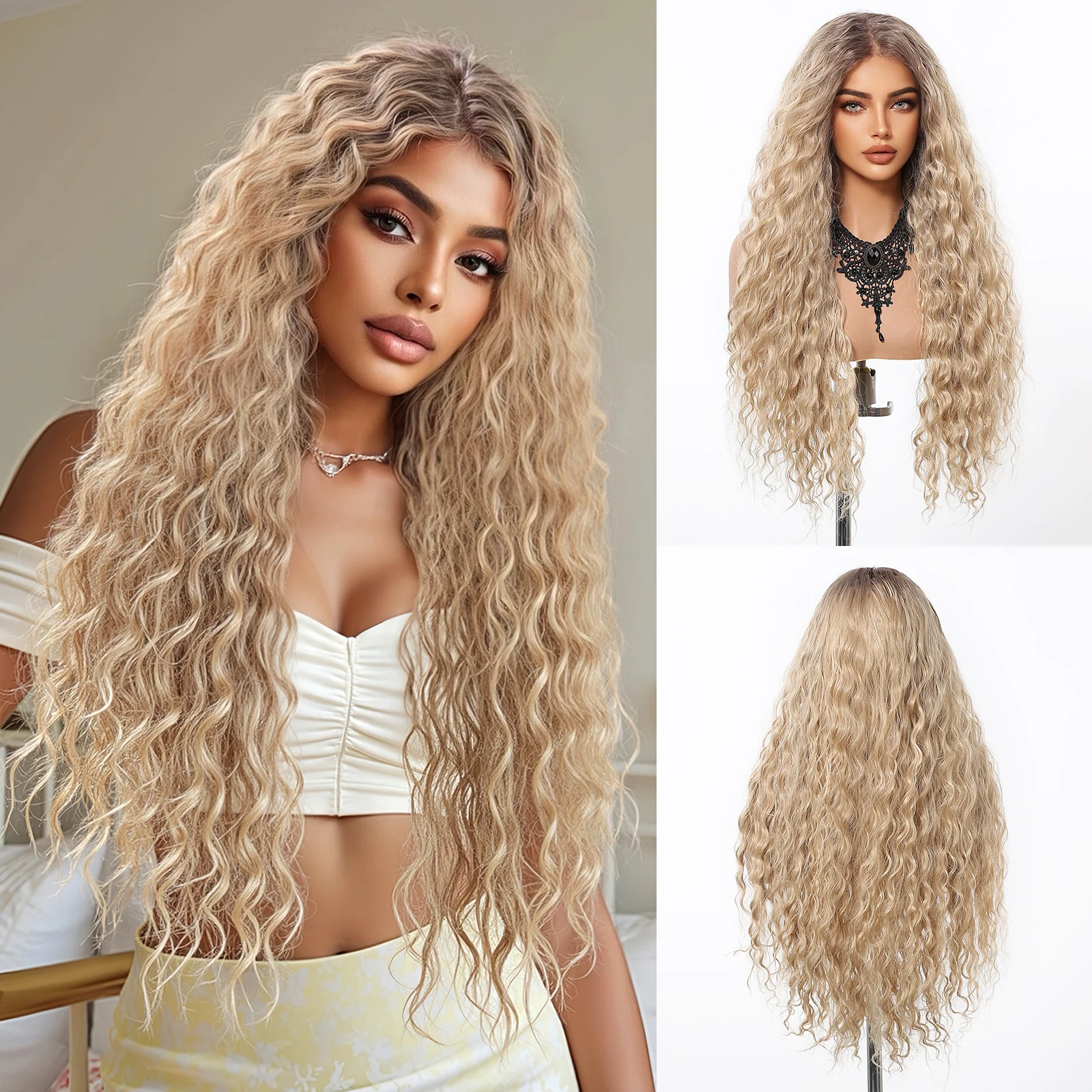 haircube-honey-blonde-curly-13x4-lace-front-wig-for-women-ombre-dark-roots-heat-resistant-synthetic-hair-daily-cosplay-party-use