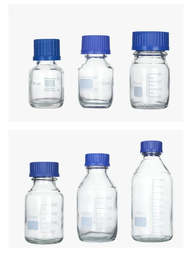 25ml To 1000ml Lab Transparent/Brown Screw Cap Reagent Bottle Sealed Bottle Glass Laboratory Sample Bottle ,Without Gasket view 2