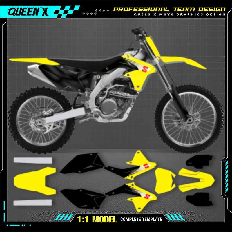 

QUEEN X MOTO Custom Team мотоциклетная графика фоновая наклейка комплект наклеек для SUZUKI RMZ450 2008-2017 009