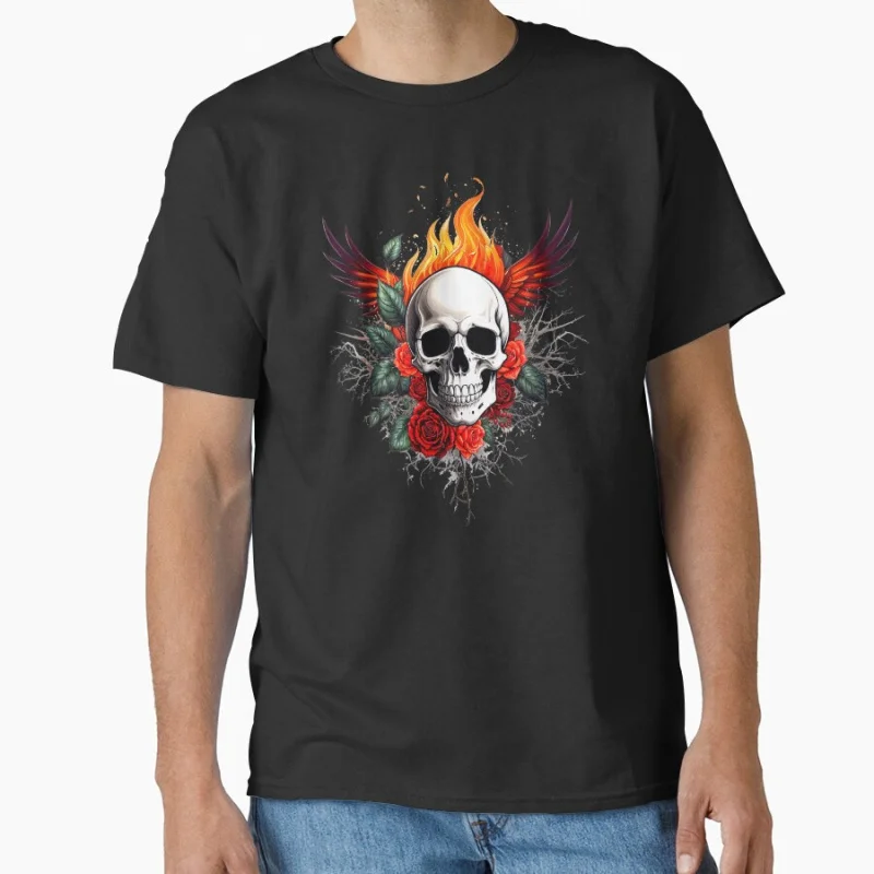

Skull From Hell Old school devil Goth style Horror skeleton Halloween gift T shirt for men large size Adult Tops S-6XL